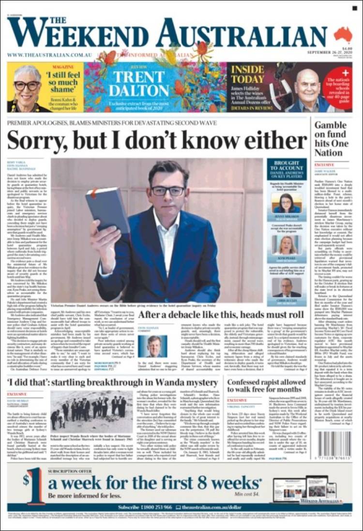 Portada de The Australian (Australia)