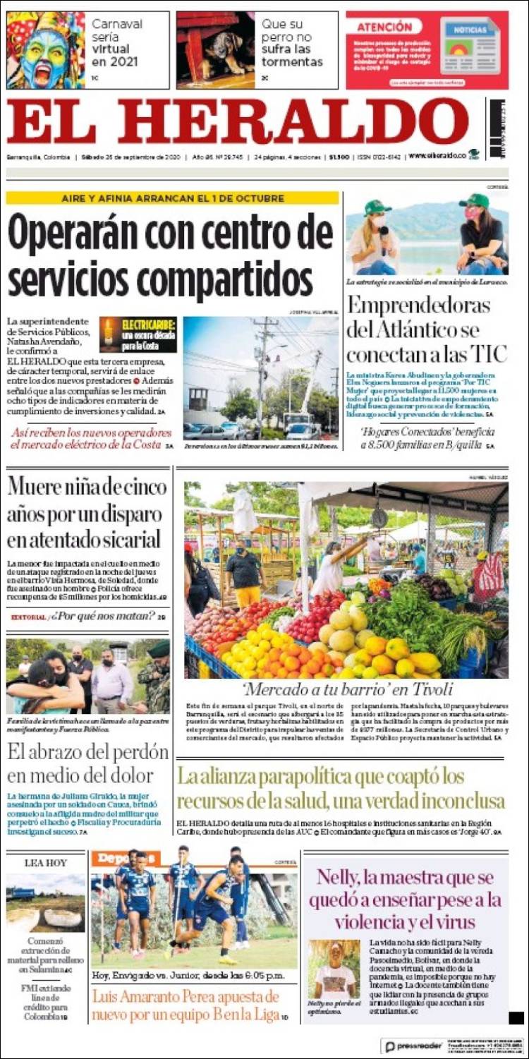 Portada de El Heraldo (Colombia)