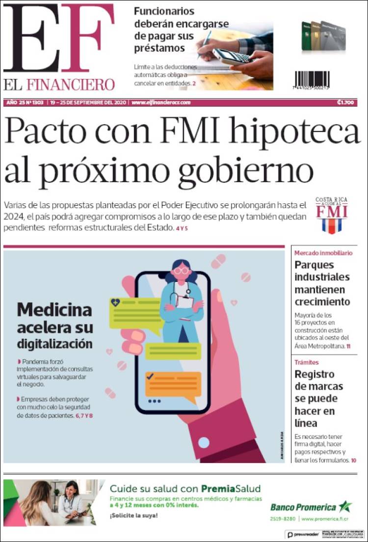 Portada de El Financiero (Costa Rica)