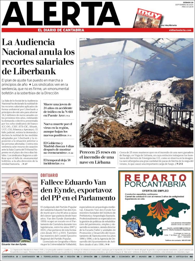 Portada de Alerta - El Diario de Cantabria (Espa&ntilde;a)