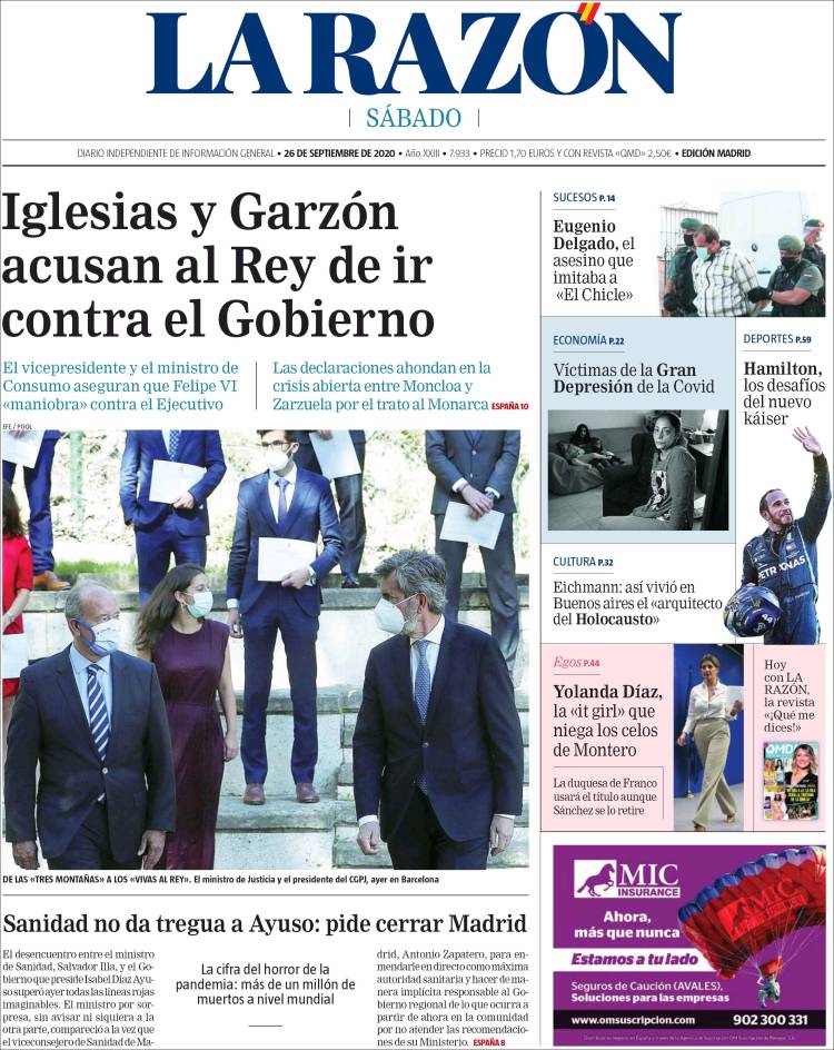 Portada de La Razón (Espa&ntilde;a)