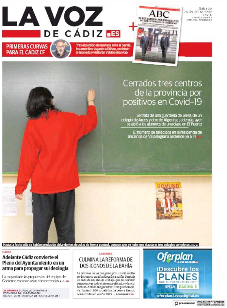 Portada de La Voz de Cádiz (Espa&ntilde;a)