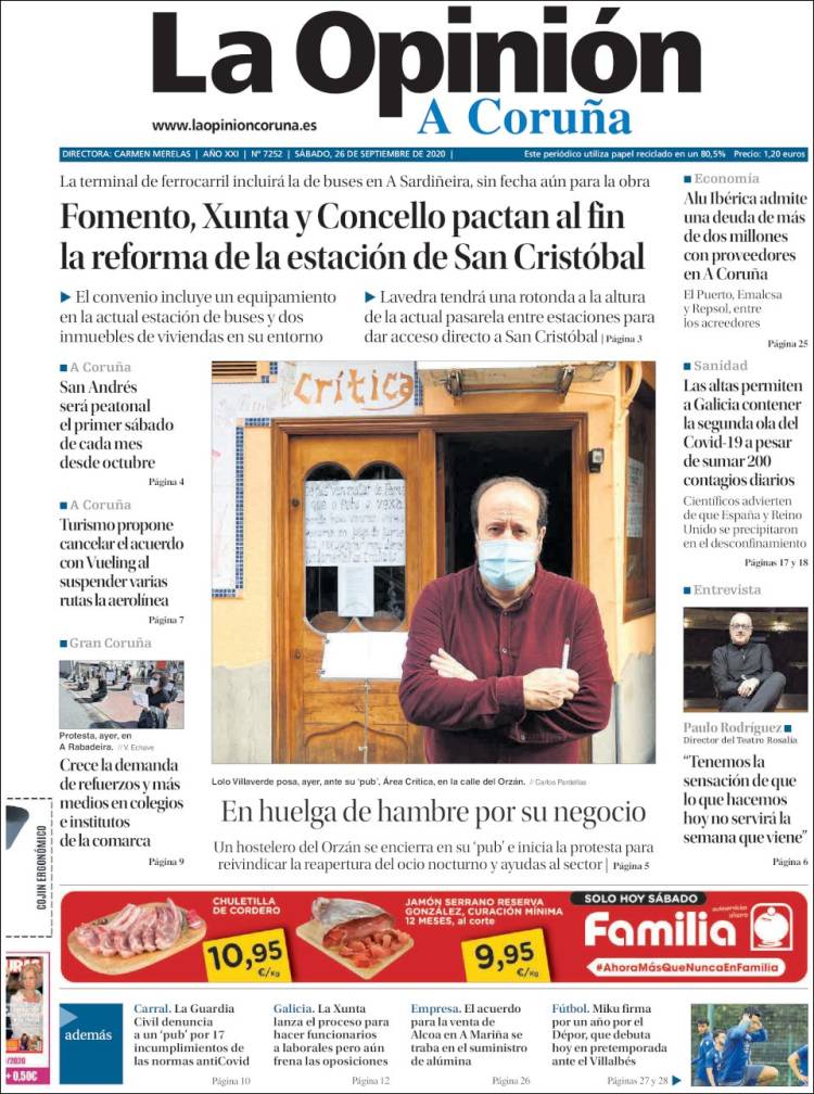 Portada de La Opinión de A Coruña (Espa&ntilde;a)