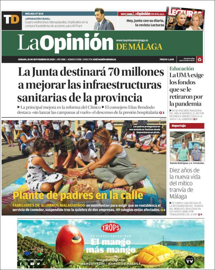 Portada de La Opinión de Málaga (Espa&ntilde;a)