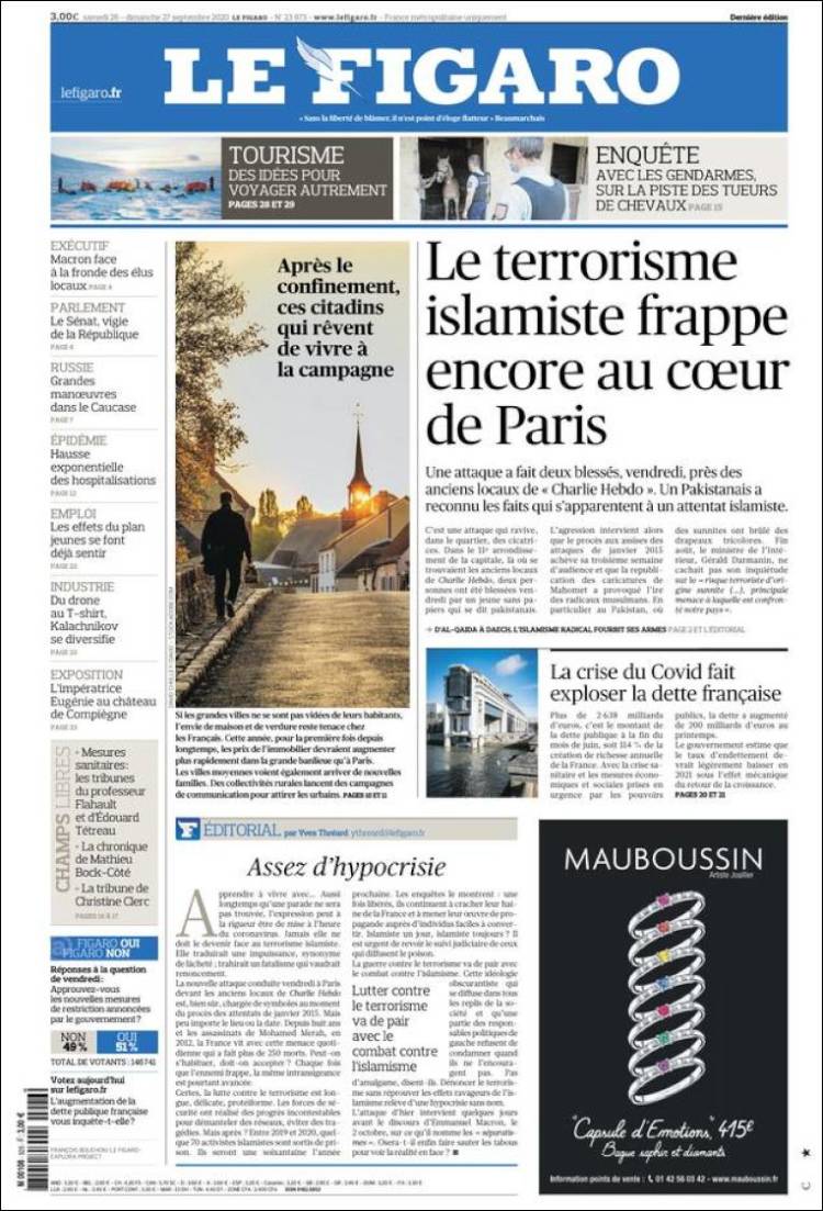 Portada de Le Figaro (Francia)