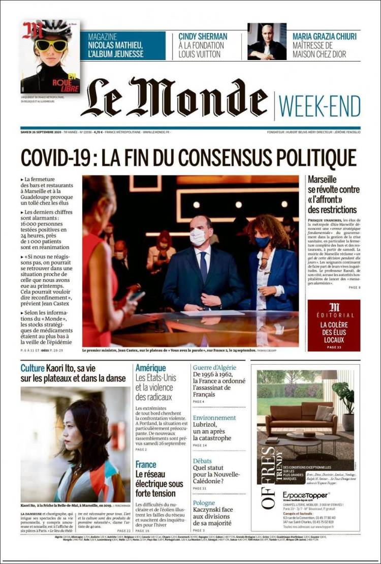 Portada de Le Monde (Francia)