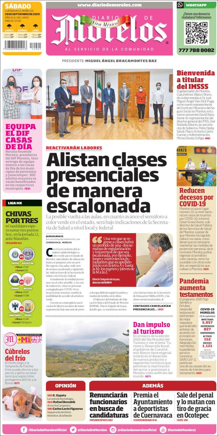 Portada de Diario de Morelos (M&eacute;xico)