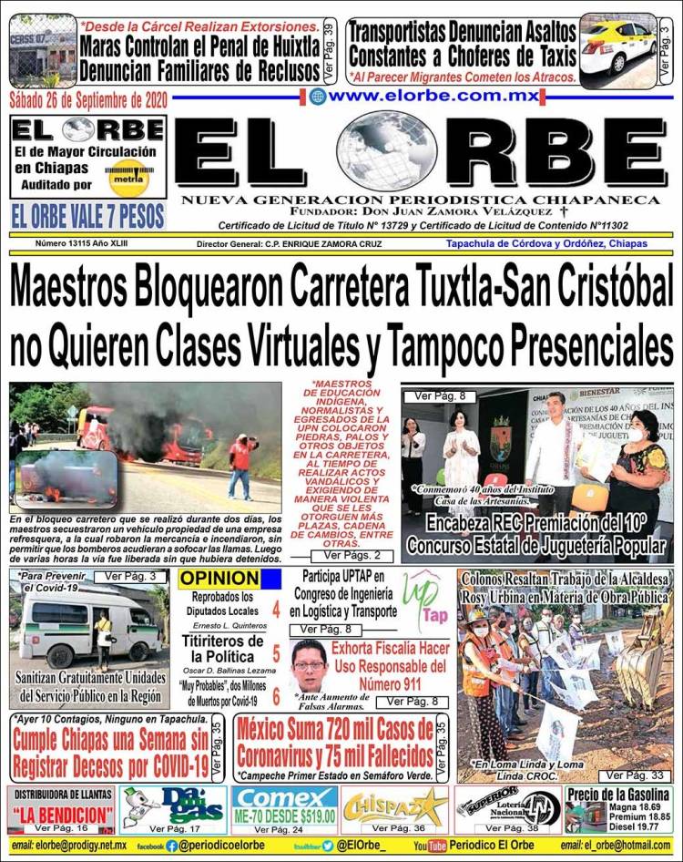 Portada de El Orbe (M&eacute;xico)