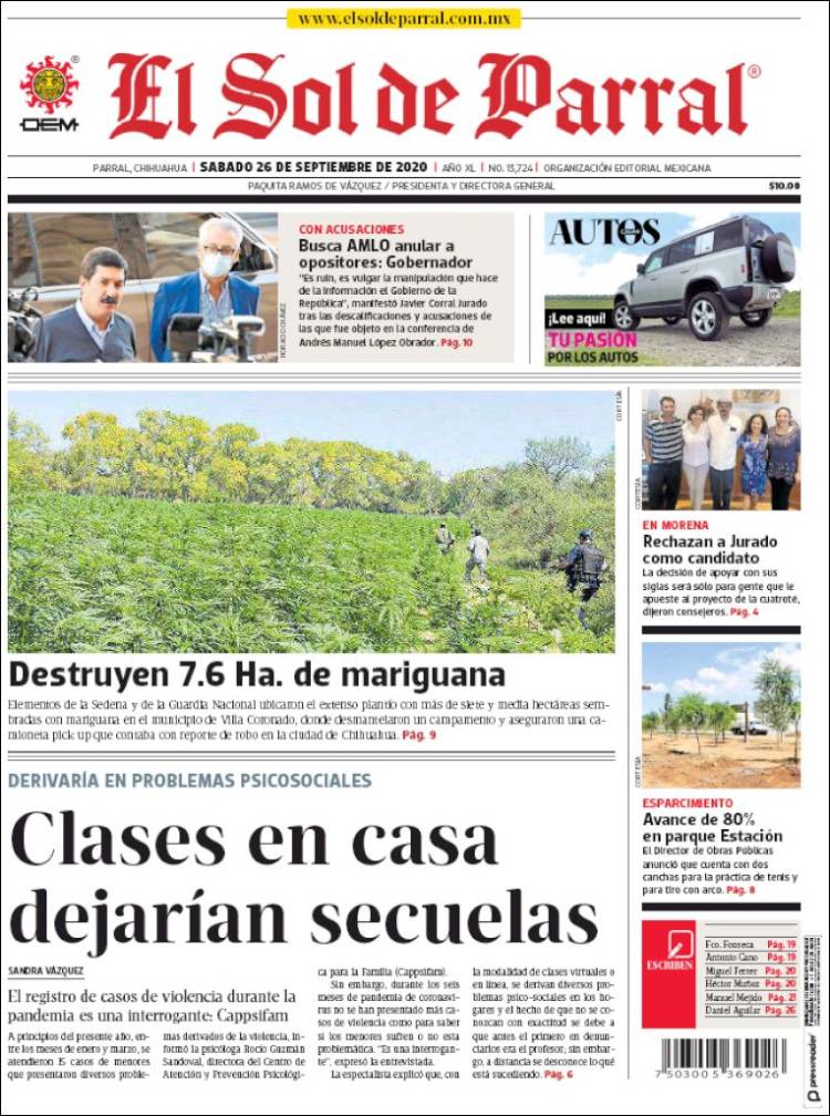 Portada de El Sol de Parral (M&eacute;xico)