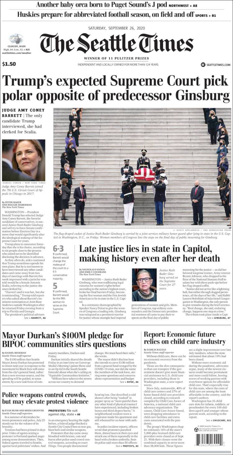 Portada de Seattle Times (USA)
