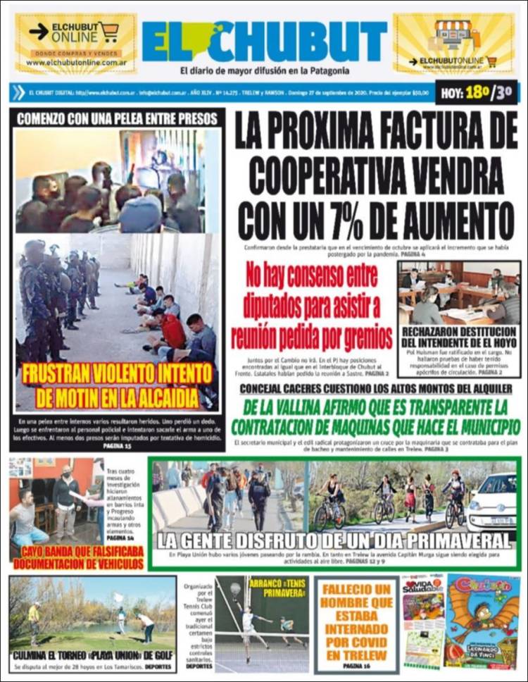 Portada de El Chubut (Argentina)