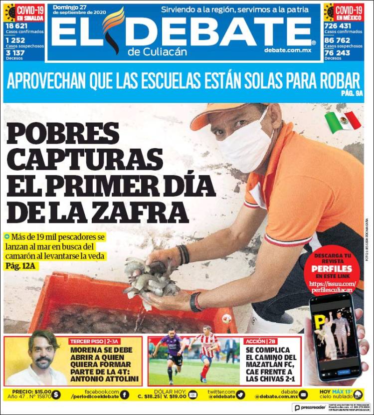 Portada de El Debate de Culiacán (México)