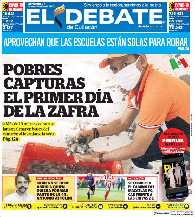 Portada de El Debate de Culiacán (México)