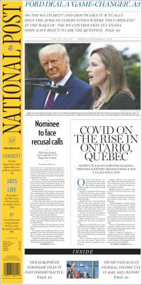 Portada de The National Post (Canada)