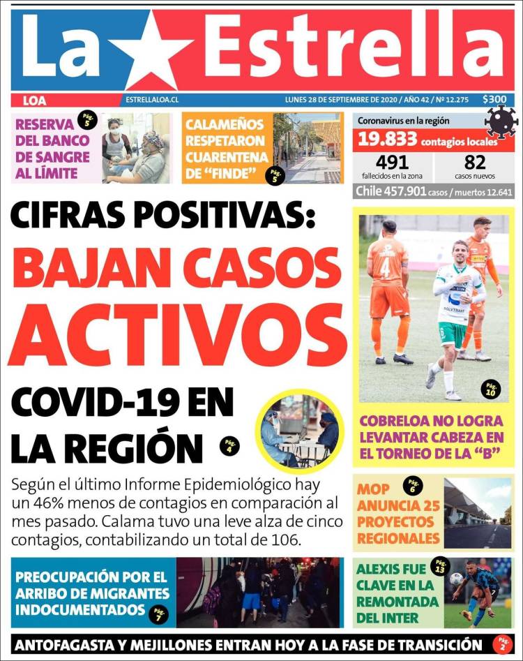 Portada de La Estrella de Loa (Chile)