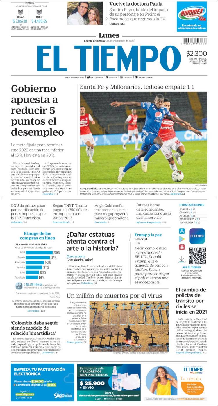 Portada de El Tiempo (Colombia)
