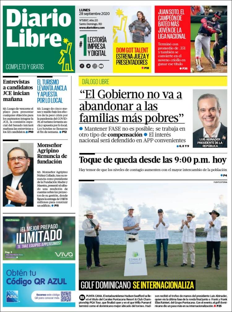 Portada de Diario Libre (R. Dominicana)