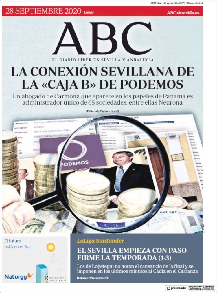 Portada de ABC - Sevilla (Espa&ntilde;a)