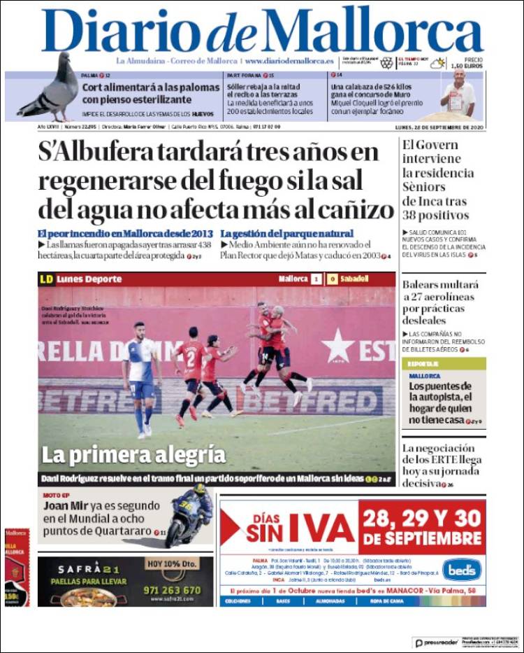 Portada de Diario de Mallorca (Espa&ntilde;a)