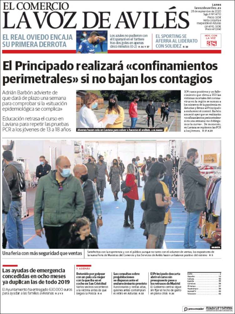 Portada de El Comercio - Avilés (Spain)