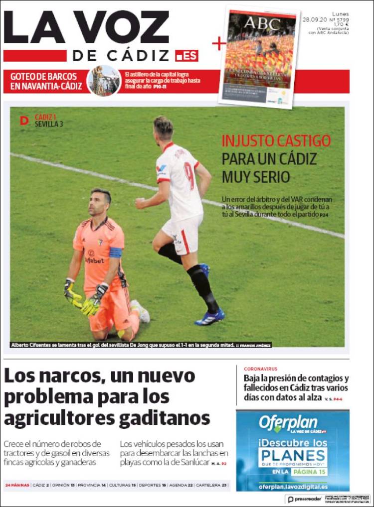 Portada de La Voz de Cádiz (Espa&ntilde;a)