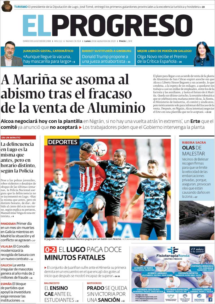 Portada de El Progreso (Espa&ntilde;a)