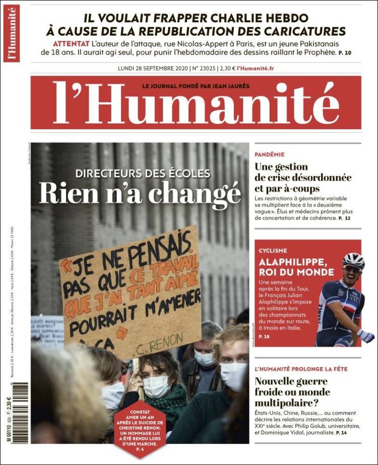 Portada de l'Humanite (Francia)