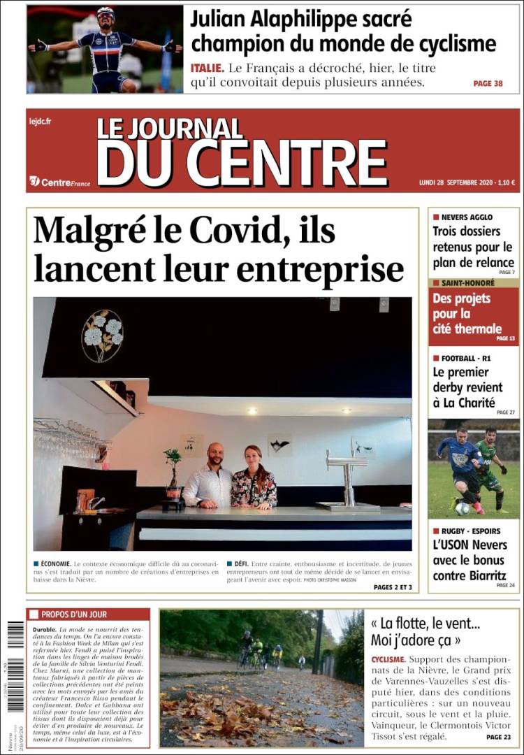 Portada de Le Journal du Centre (Francia)
