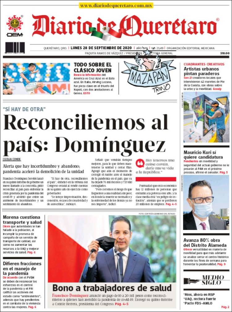 Portada de Diario de Querétaro (Mexico)