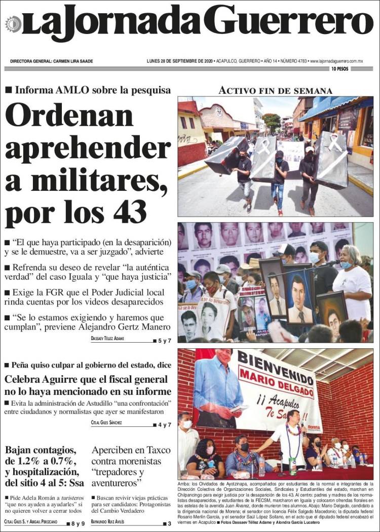 Portada de La Jornada de Guerrero (Mexico)