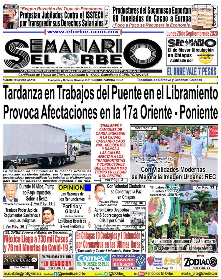 Portada de El Orbe (Mexico)