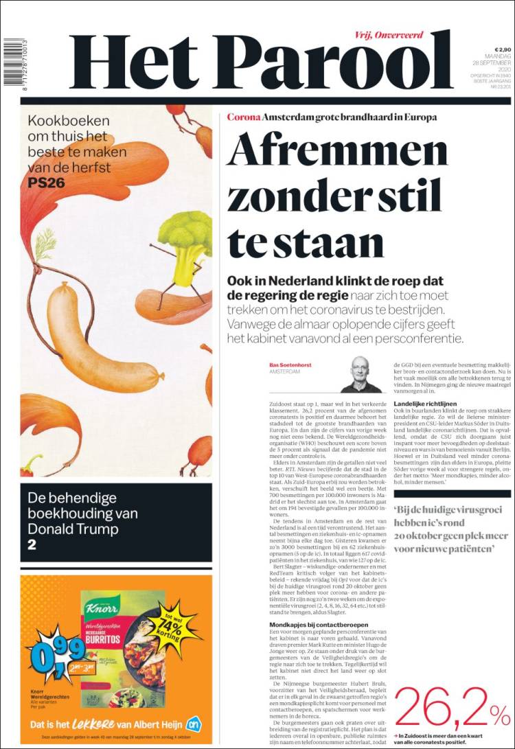 Portada de Het Parool (Pa&iacute;ses Bajos)