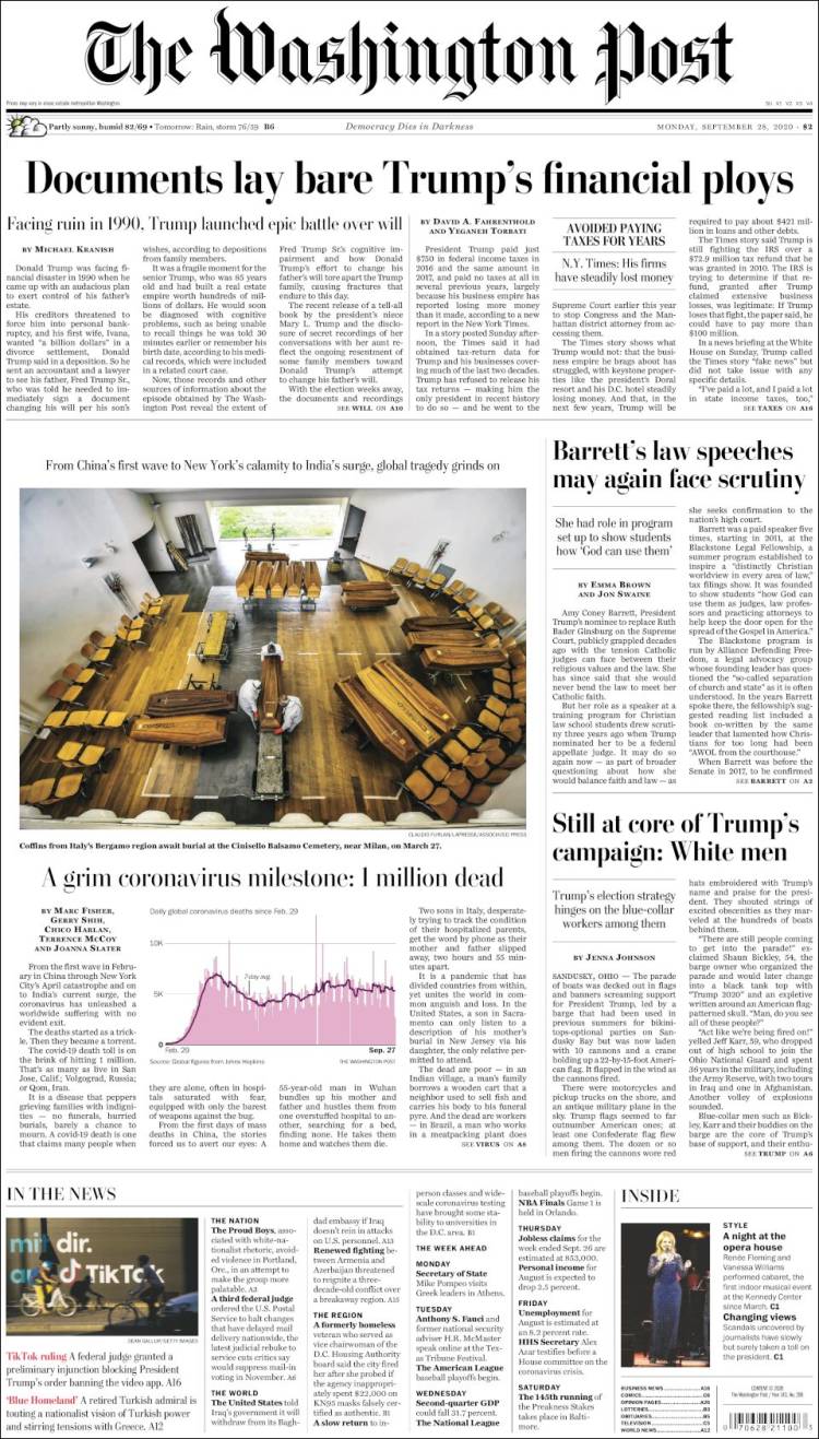 Portada de The Washington Post (USA)