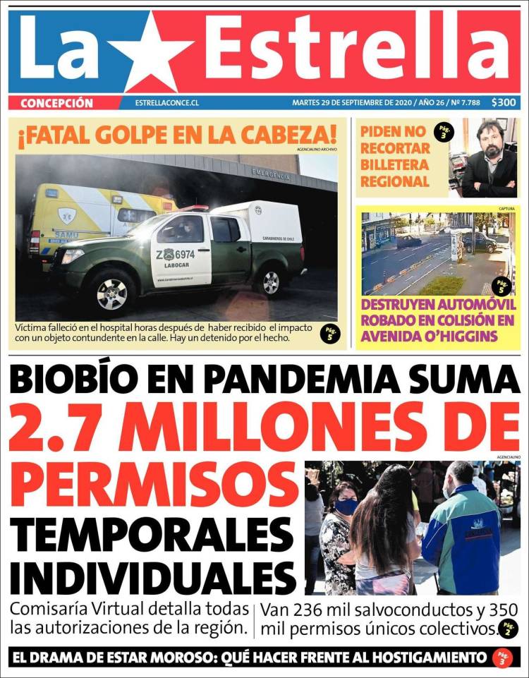 Portada de La Estrella de Concepción (Chile)