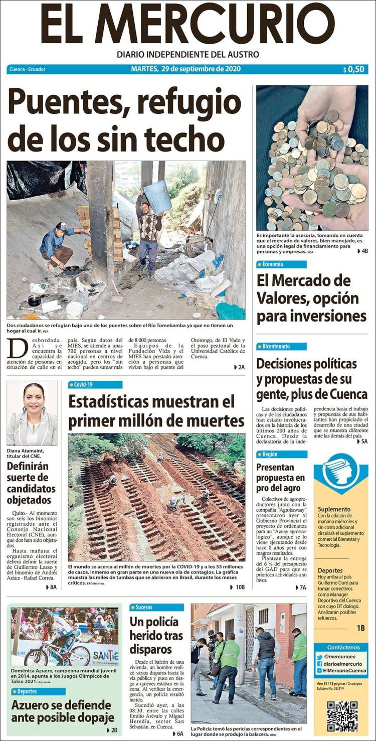 Portada de Diario El Mercurio (Ecuador)