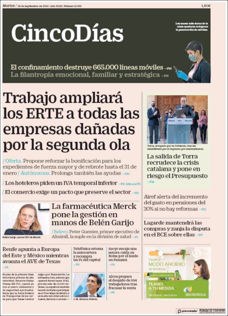 Portada de Cinco Días (Espa&ntilde;a)