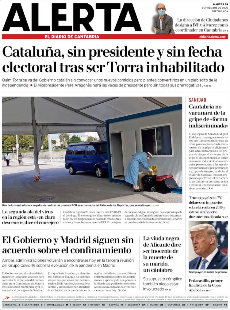 Portada de Alerta - El Diario de Cantabria (España)