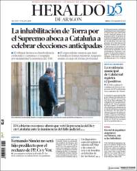 Portada de Heraldo de Aragón (España)