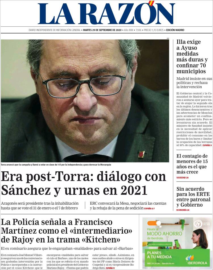 Portada de La Razón (España)