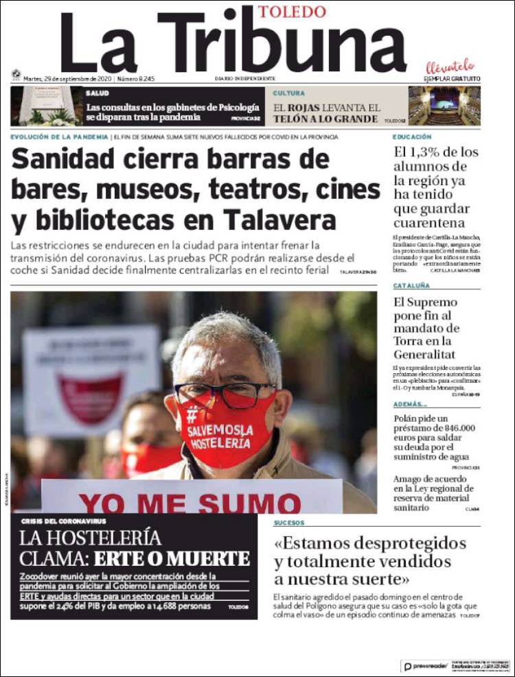 Portada de La Tribuna de Toledo (España)