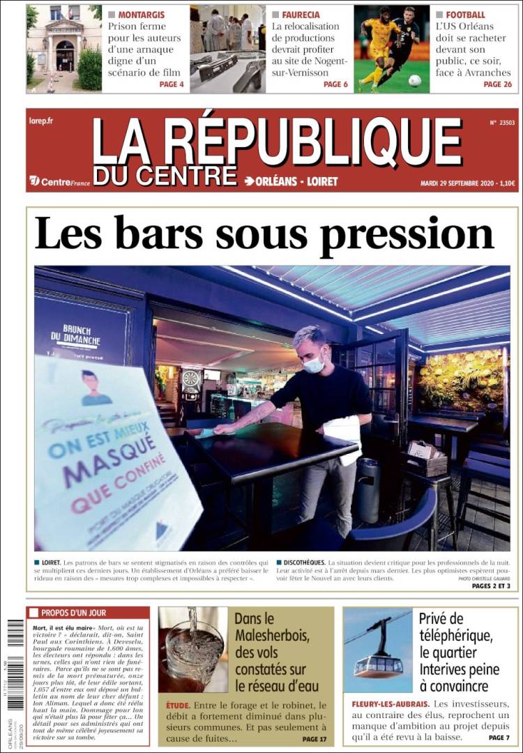 Portada de La République du Centre (Francia)