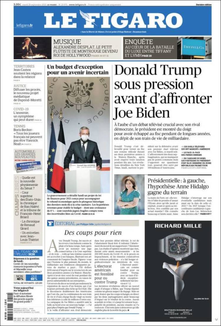 Portada de Le Figaro (Francia)