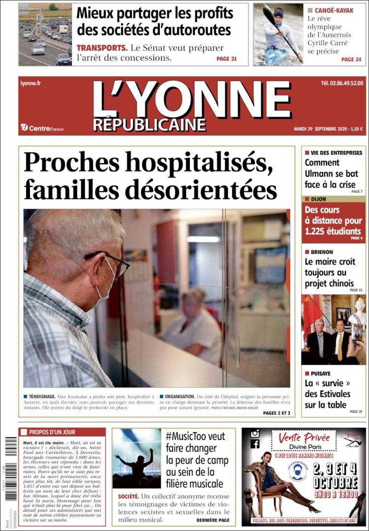 Portada de L'Yonne-Républicaine (Francia)