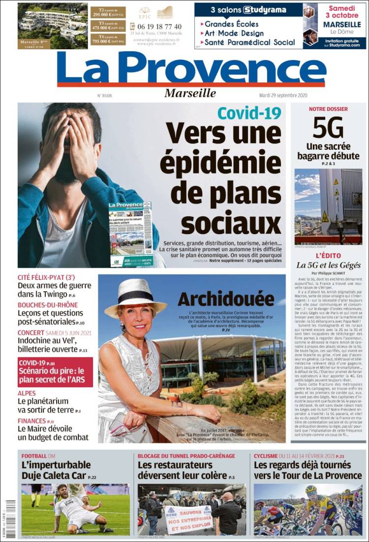 Portada de La Provence (Francia)