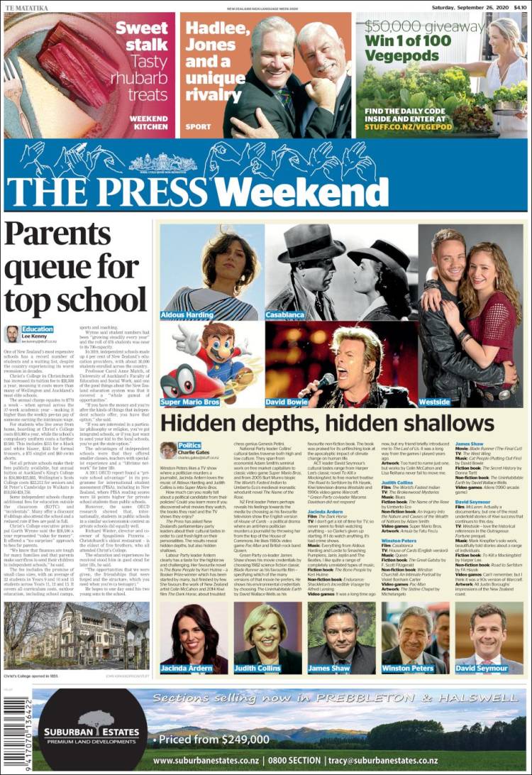 Portada de The Press (Nueva Zelanda)