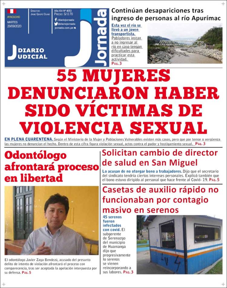 Portada de Diario Jornada (Per&uacute;)