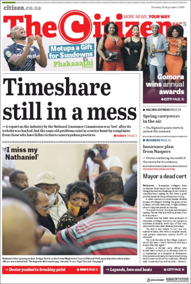 Portada de The Citizen (Sud&aacute;frica)