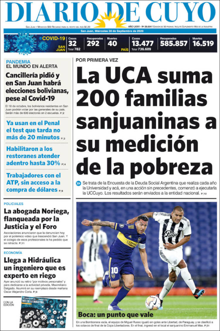 Portada de Diario de Cuyo (Argentina)