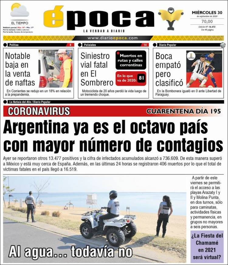 Portada de Diario Época (Argentina)