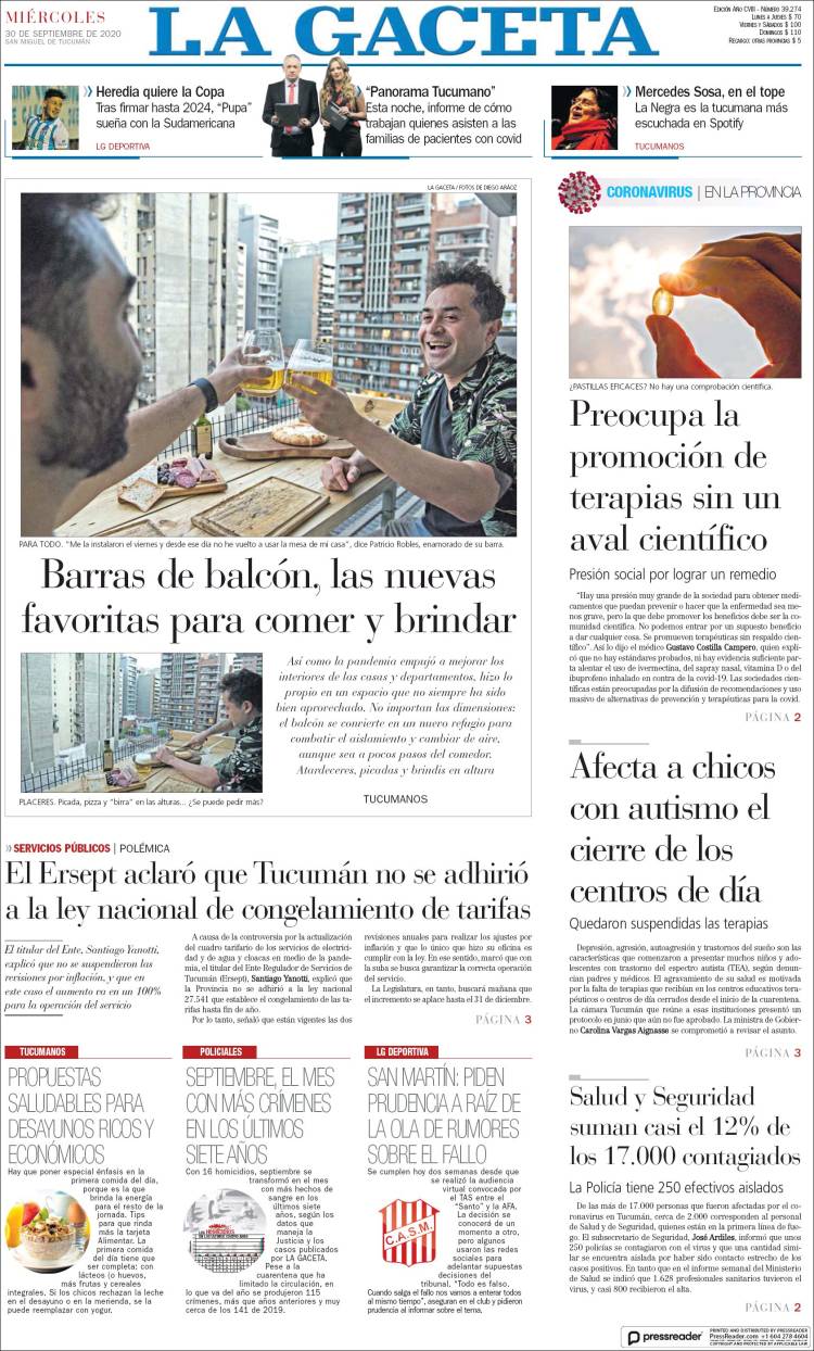 Portada de La Gaceta (Argentina)